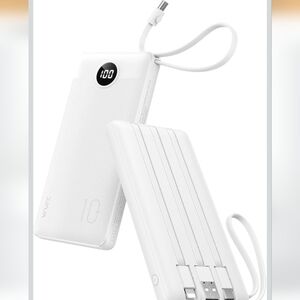 VRURC 10000mAh Portable Power Bank White Pocket Travel Charger
